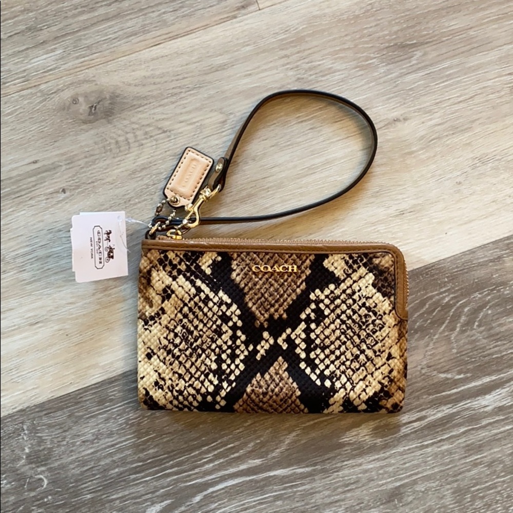 NWT Snakeskin Print Coach Wristlet